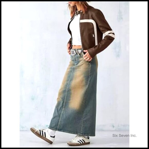 Faux Leather Cropped Moto Jacket with Zip Closure and Side Pockets - Picture 5 of 7